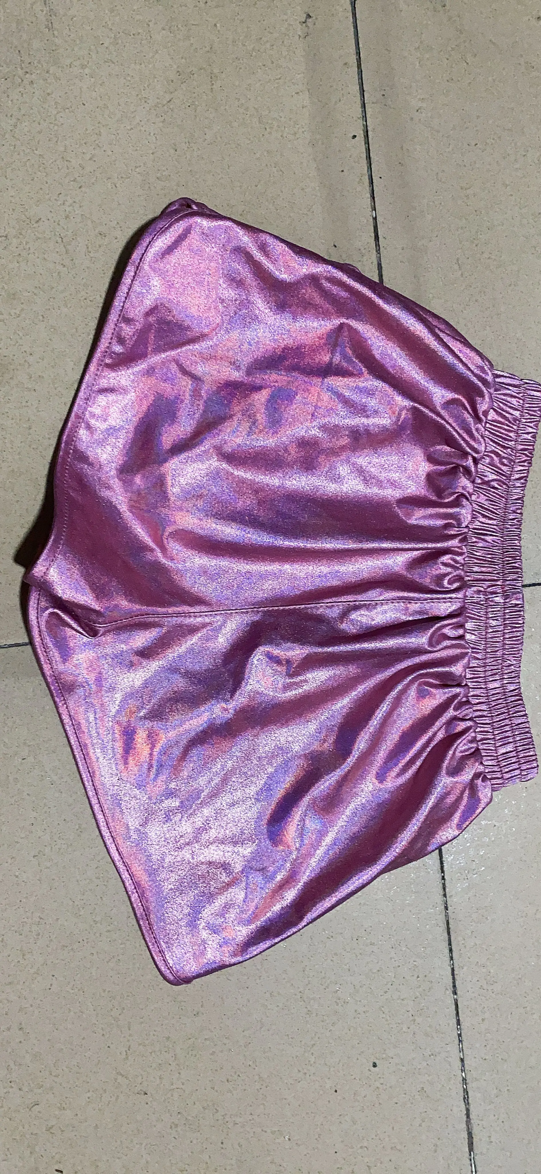 Women's Silver Leather Elastic Waist Shorts Eight Colors - Image 9