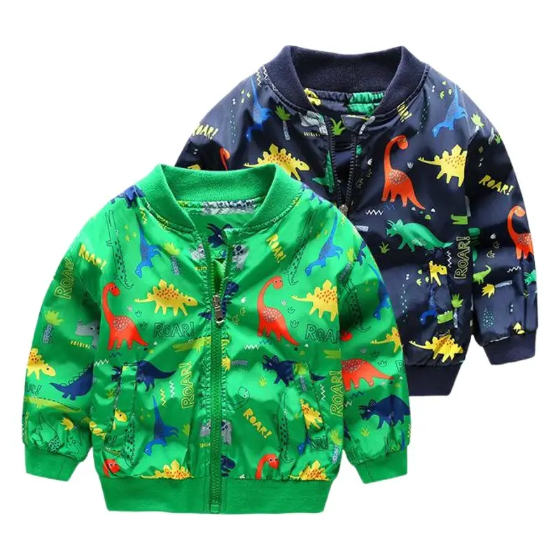 2018 New Boys' Dinosaur Zipper Coat Thin Autumn