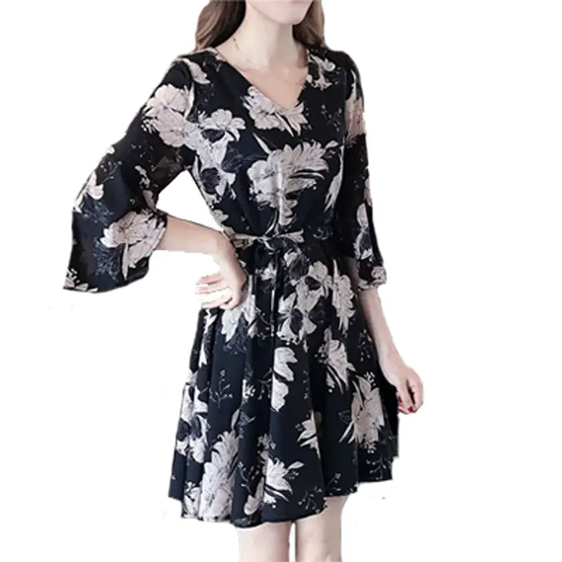 Women Floral Dress Black Summer 2019 - Image 5