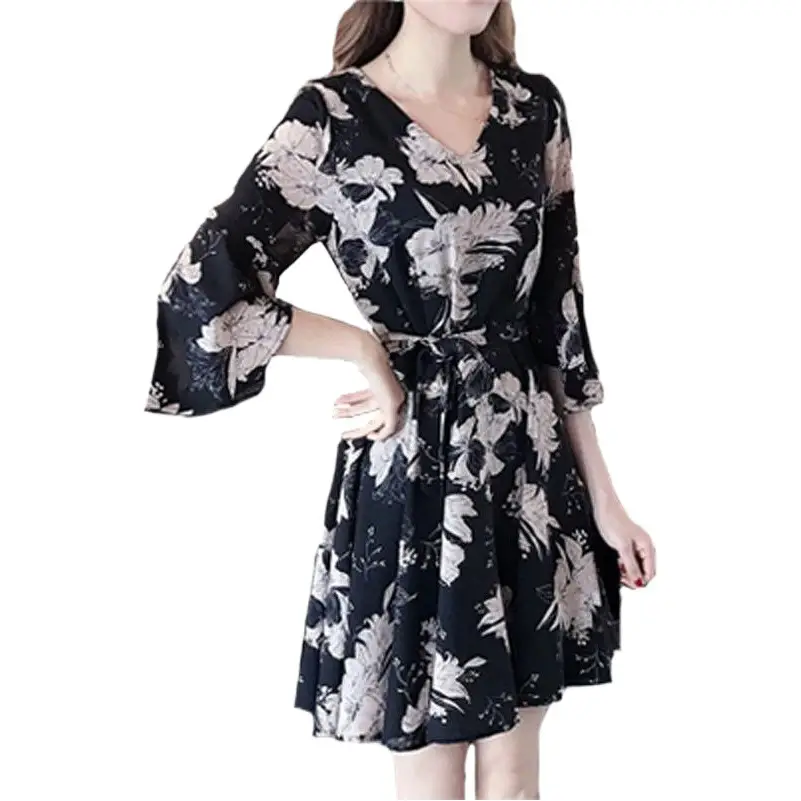 Women Floral Dress Black Summer 2019