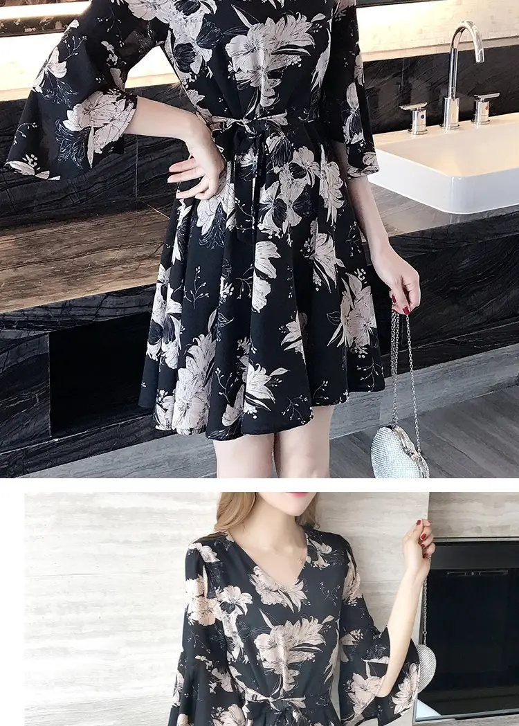 Women Floral Dress Black Summer 2019 — feature 10