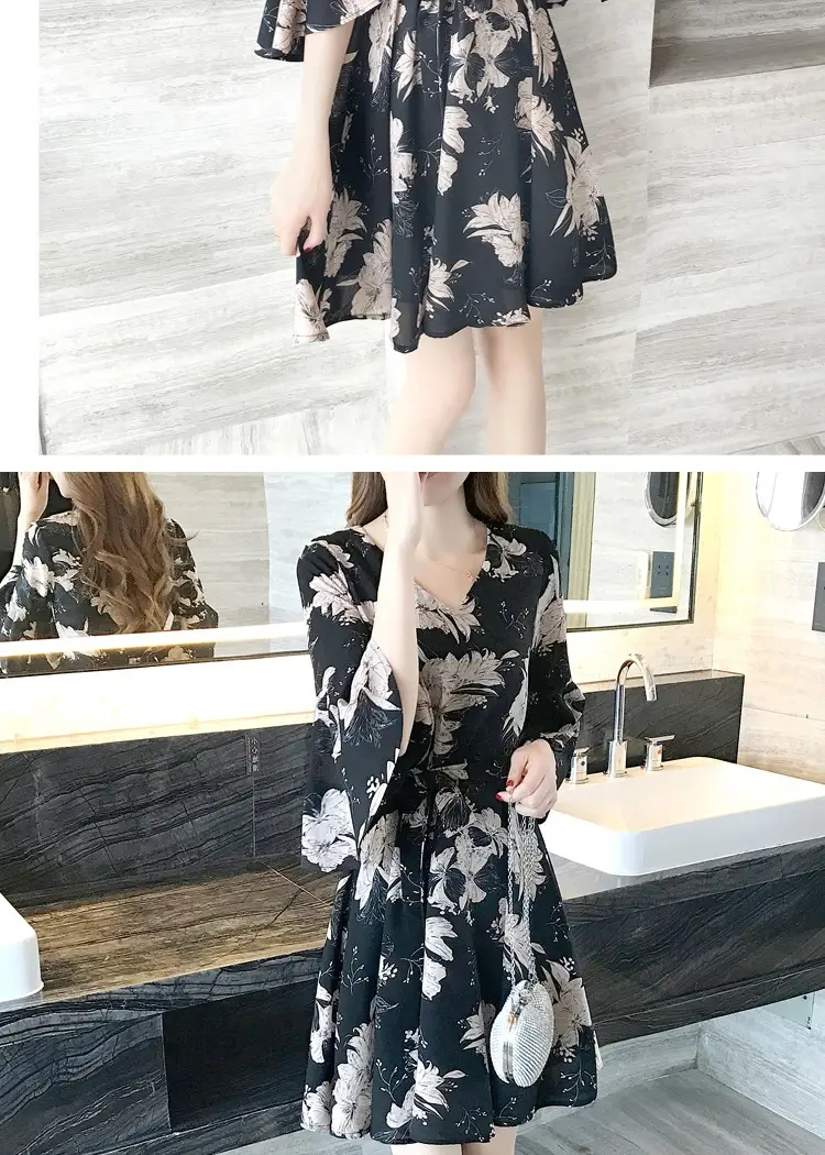 Women Floral Dress Black Summer 2019 — feature 11