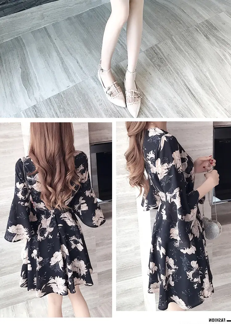 Women Floral Dress Black Summer 2019 — feature 12