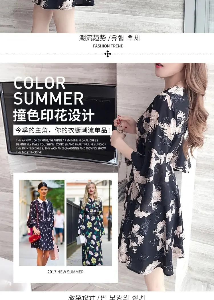 Women Floral Dress Black Summer 2019 — feature 5