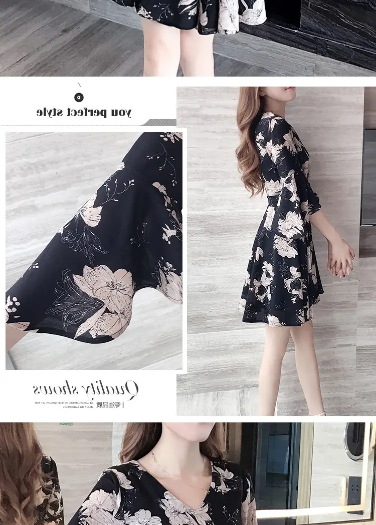 Women Floral Dress Black Summer 2019 — feature 9