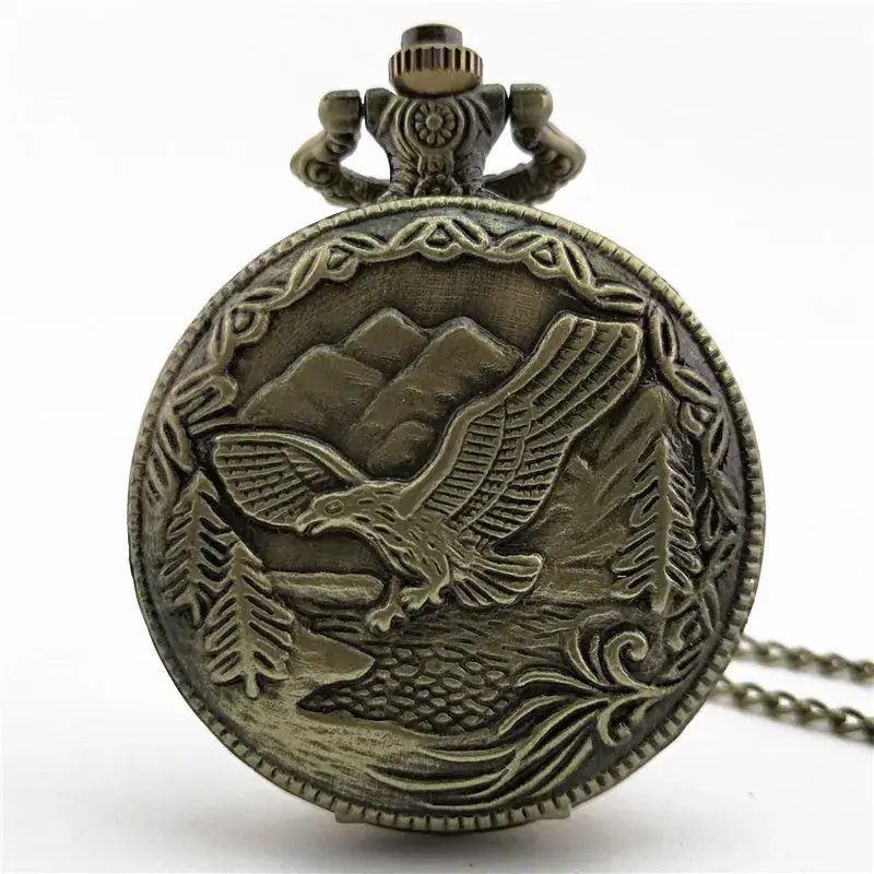 Golden Eagle Design Pocket Watch for Men Women
