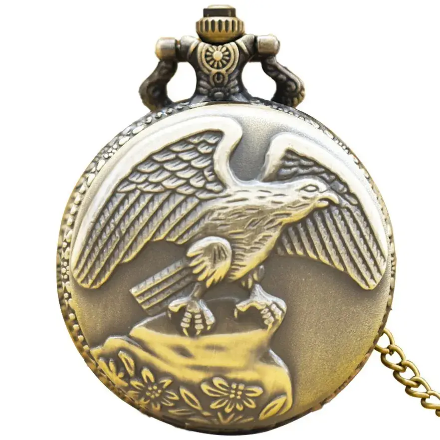 Golden Eagle Design Pocket Watch for Men Women