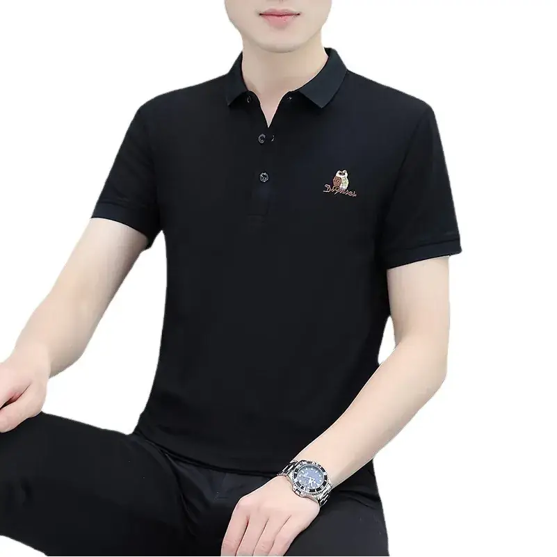 Men's White Polo T-Shirt Short Sleeve Lapel Bottoming