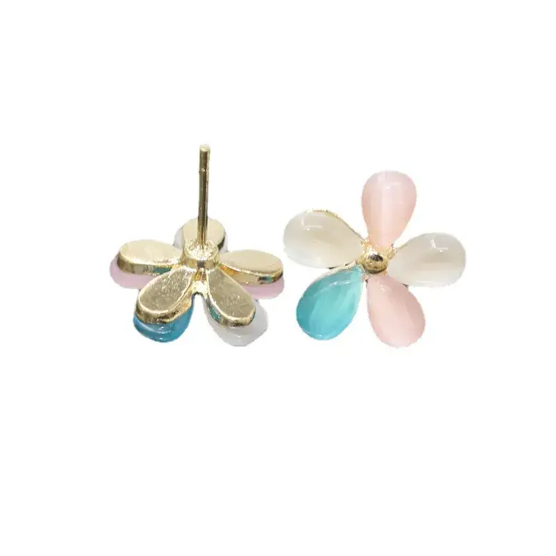 Korean Cat's Eye Flower Earrings Wholesale 5 Petal - Image 5