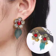 Korean Cat's Eye Flower Earrings Wholesale 5 Petal — feature 15