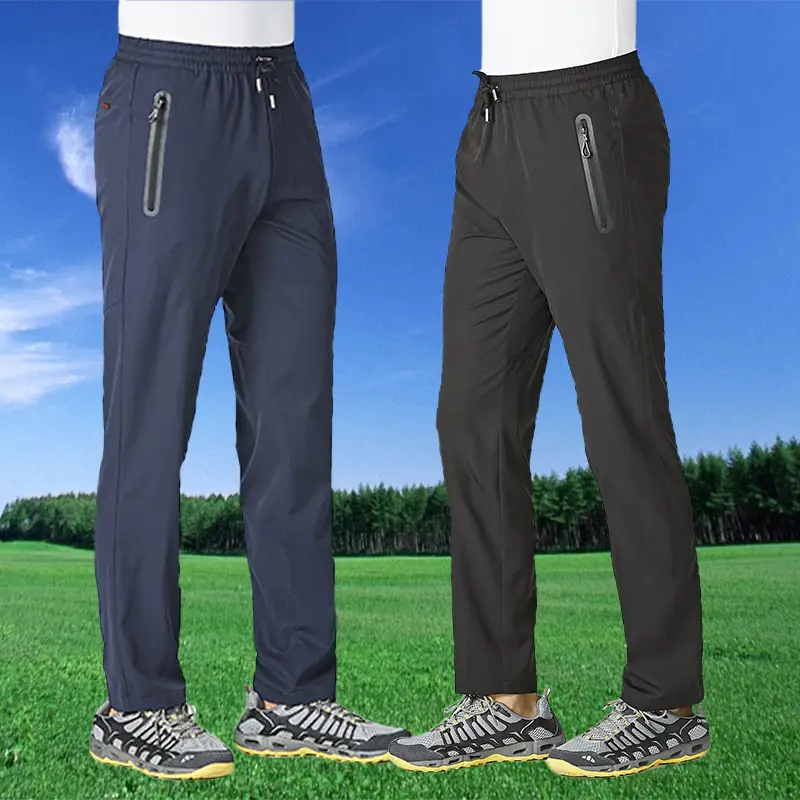 Men Summer Thin Sports Pants Dark Blue Loose Straight - Image 5