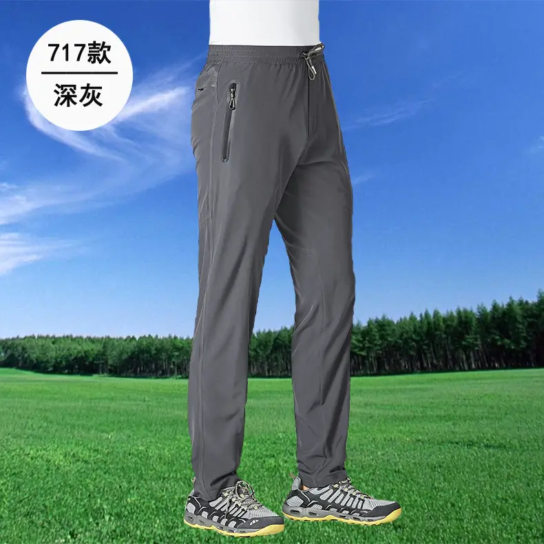 Men Summer Thin Sports Pants Dark Blue Loose Straight - Image 7