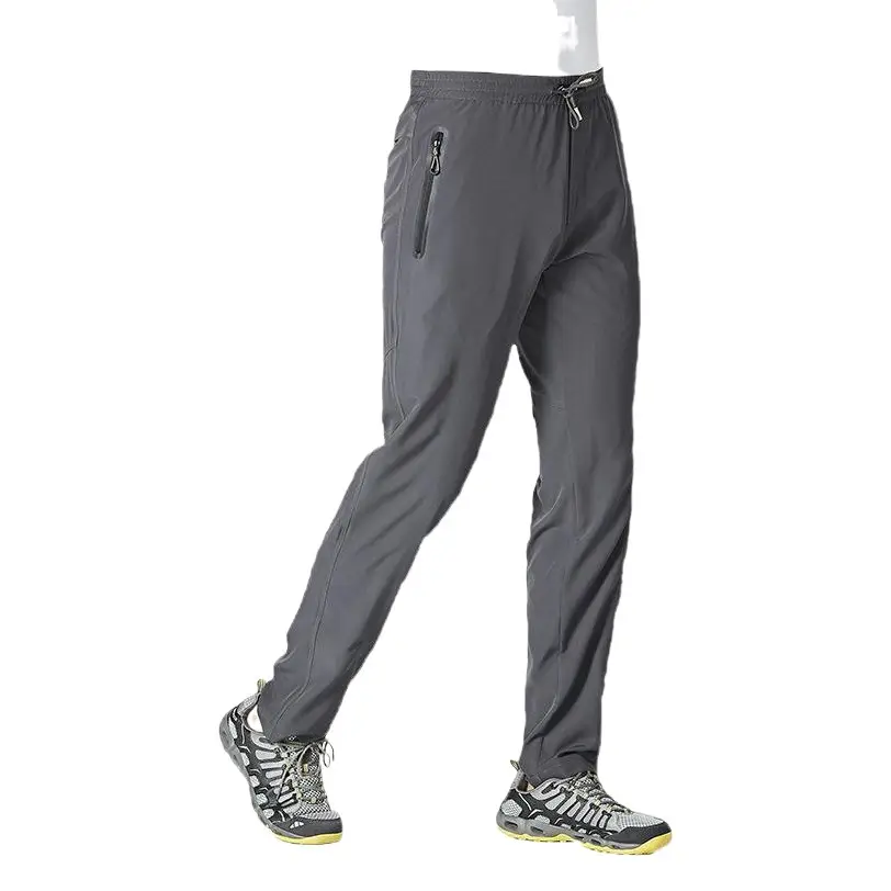 Men Summer Thin Sports Pants Dark Blue Loose Straight