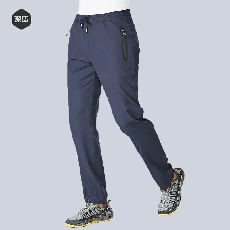 Men Summer Thin Sports Pants Dark Blue Loose Straight - Image 2