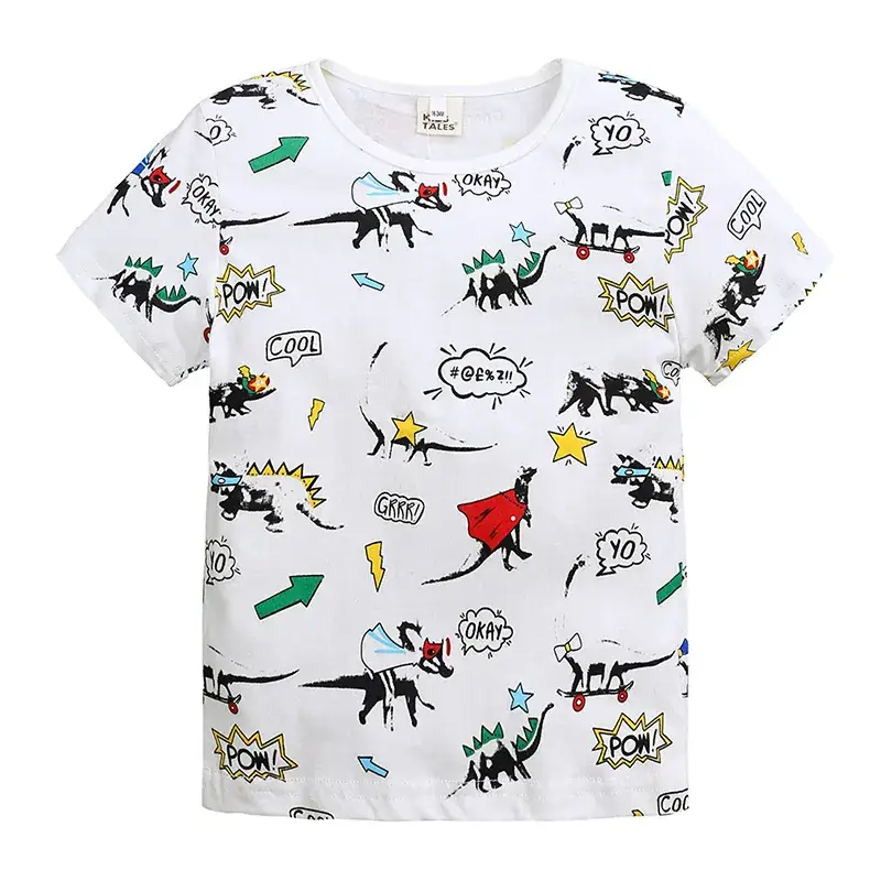 Blue Elephant Print Kids T-Shirt Cotton Round Neck Short Sleeve - Image 4