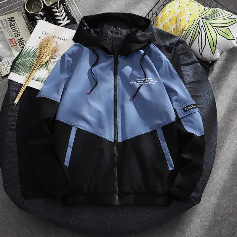 Red Black Hooded Windproof Jacket Single Windbreaker - Image 7
