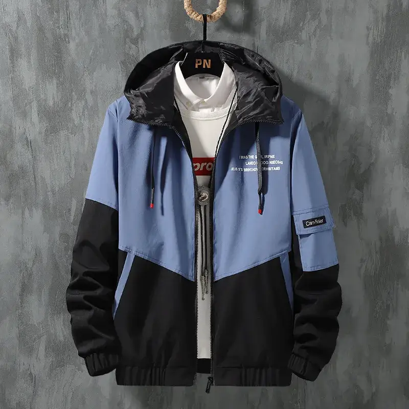 Red Black Hooded Windproof Jacket Single Windbreaker - Image 2