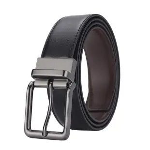 Men's Black Genuine Leather Business Pin Buckle Belt — feature 11