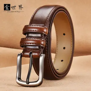 Men's Black Genuine Leather Business Pin Buckle Belt — feature 13