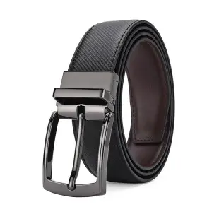 Men's Black Genuine Leather Business Pin Buckle Belt — feature 6