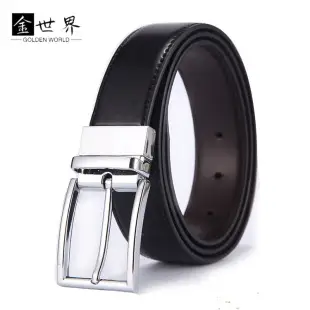 Men's Black Genuine Leather Business Pin Buckle Belt — feature 7