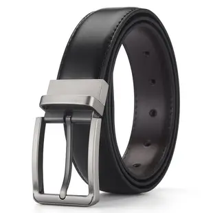 Men's Black Genuine Leather Business Pin Buckle Belt — feature 8