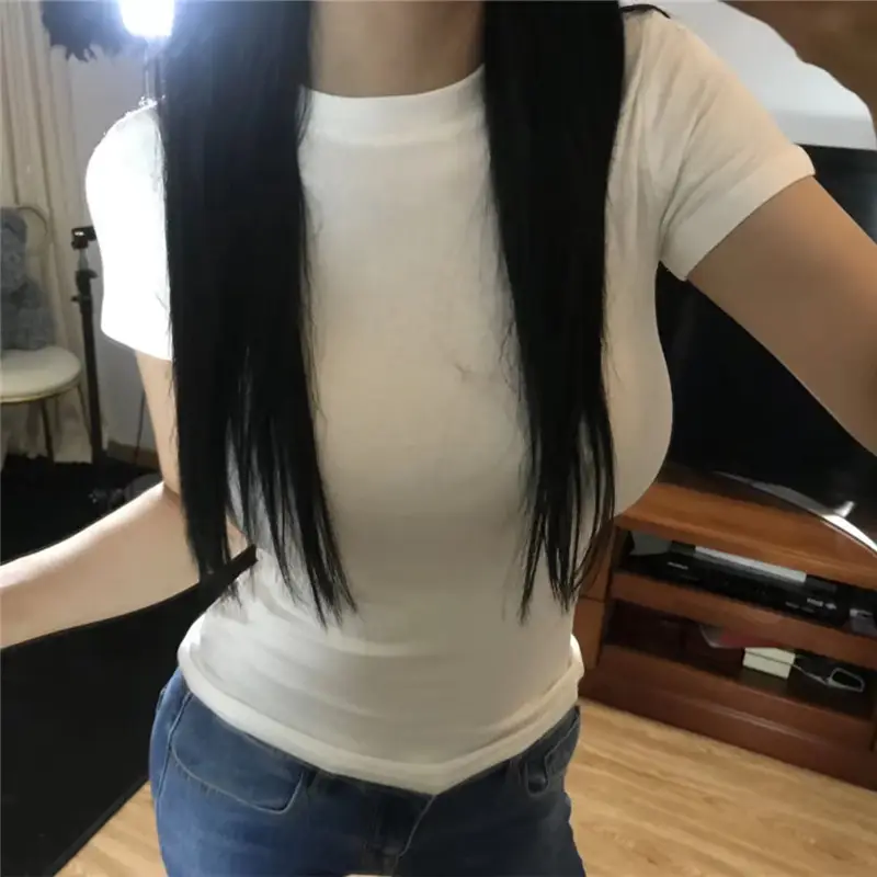 Korean New Summer T-Shirt Tight Fitting Bust Reveal