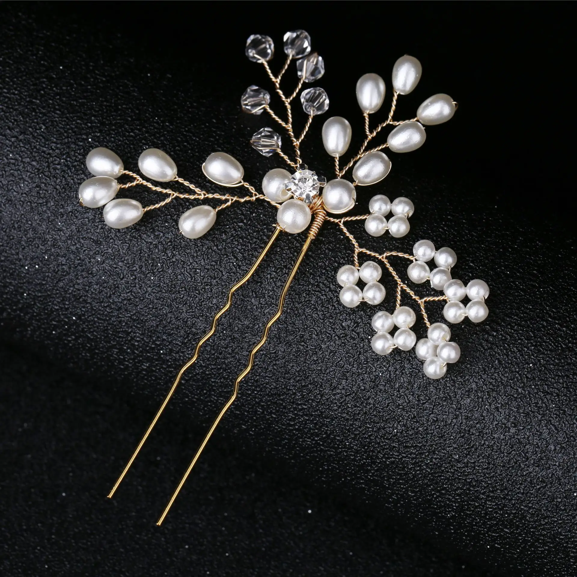 Gold Pearl Hairpin for Bridal Wedding Accessories - Image 3