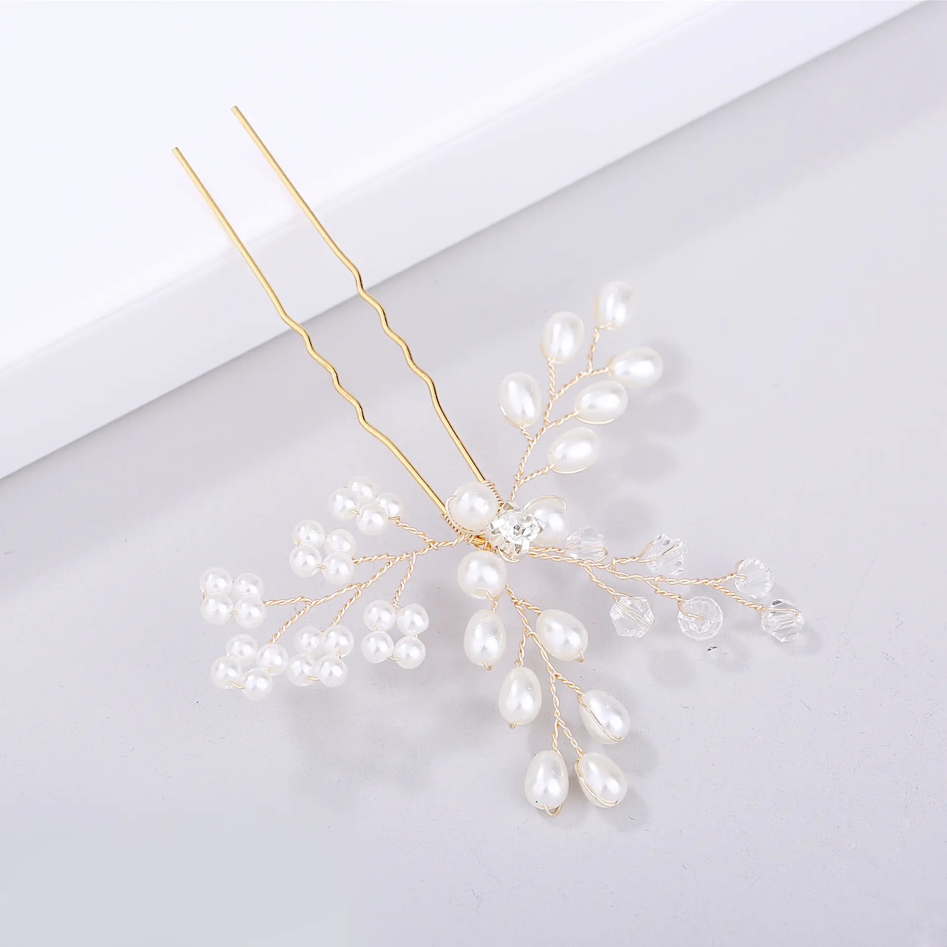 Gold Pearl Hairpin for Bridal Wedding Accessories - Image 5