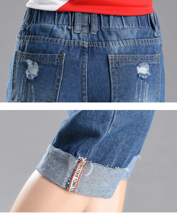 Ripped Denim Cropped Pants Women Summer Loose Plus Size — feature 20