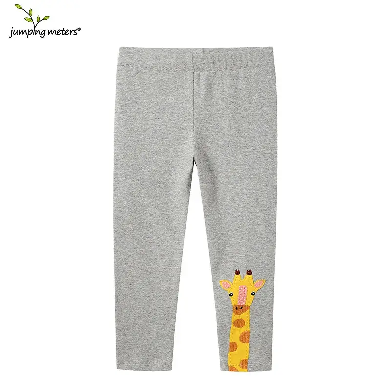 Girls Grey Long Sleeve Leggings with Giraffe Print - Image 3