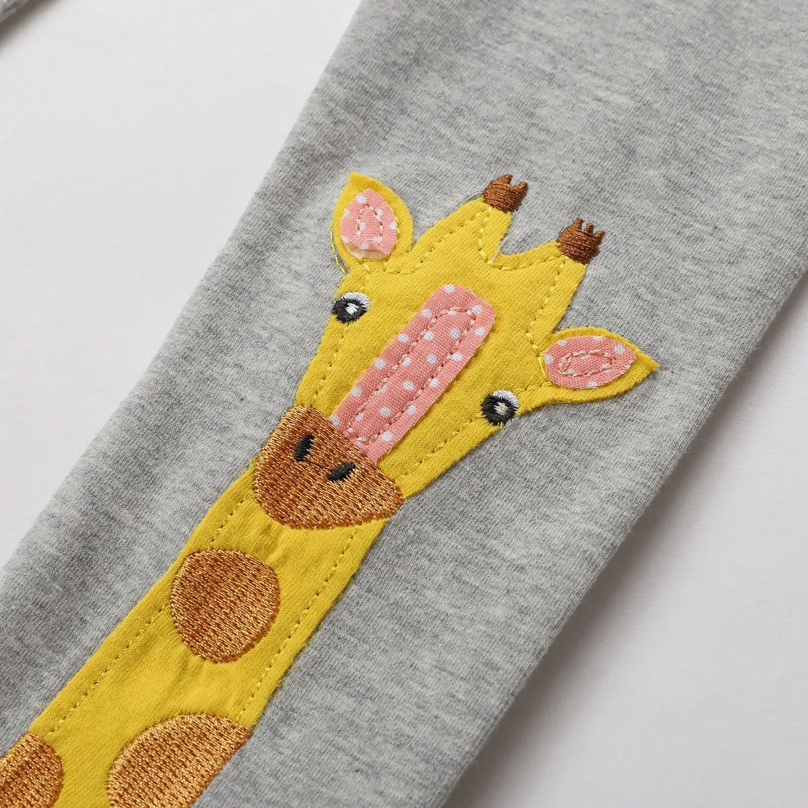 Girls Grey Long Sleeve Leggings with Giraffe Print - Image 5