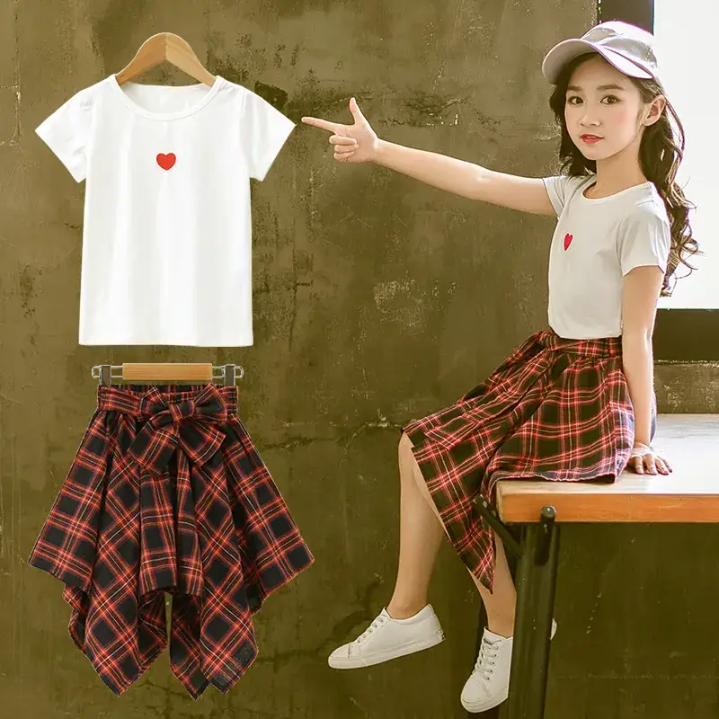 Girls Plaid Skirt Set 2025 Summer Wear 12-15Y - Image 5