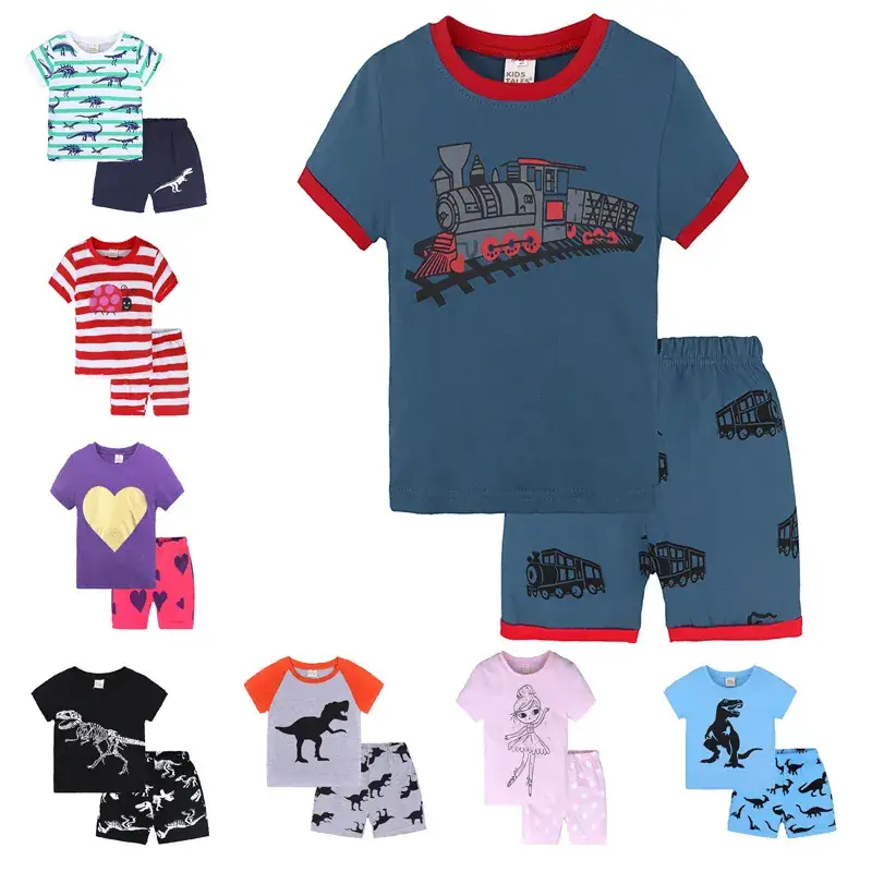 Purple Heart Print Boys T-Shirt & Shorts Set