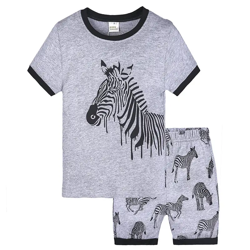 Kids Dinosaur T-Shirt Shorts Set Gray Black - Image 6
