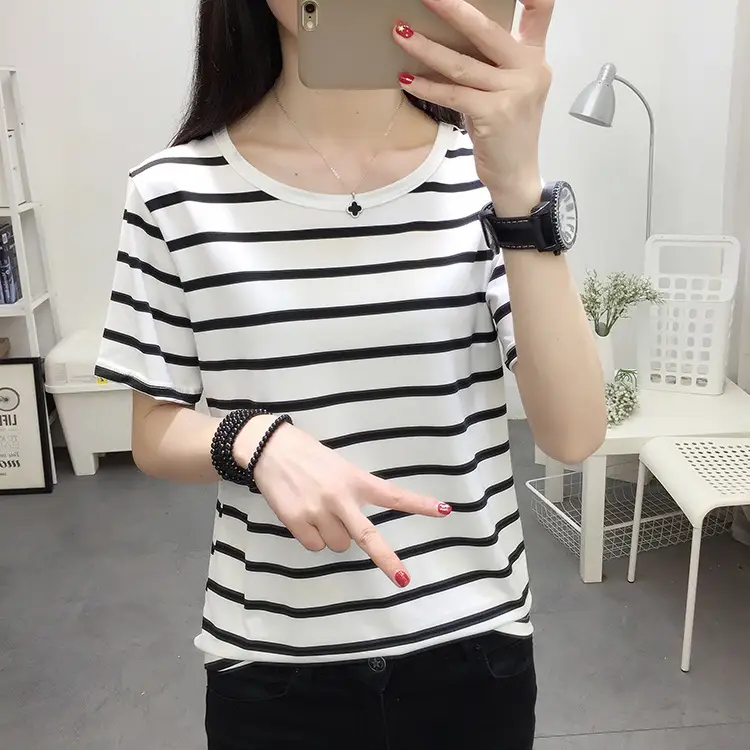 Women Striped Crewneck Long Sleeve T-Shirt