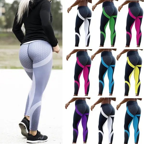 European & American Geometric Honeycomb Sports Yoga Leggings - Image 5