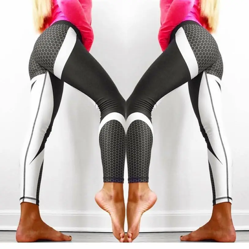 European & American Geometric Honeycomb Sports Yoga Leggings — feature 3