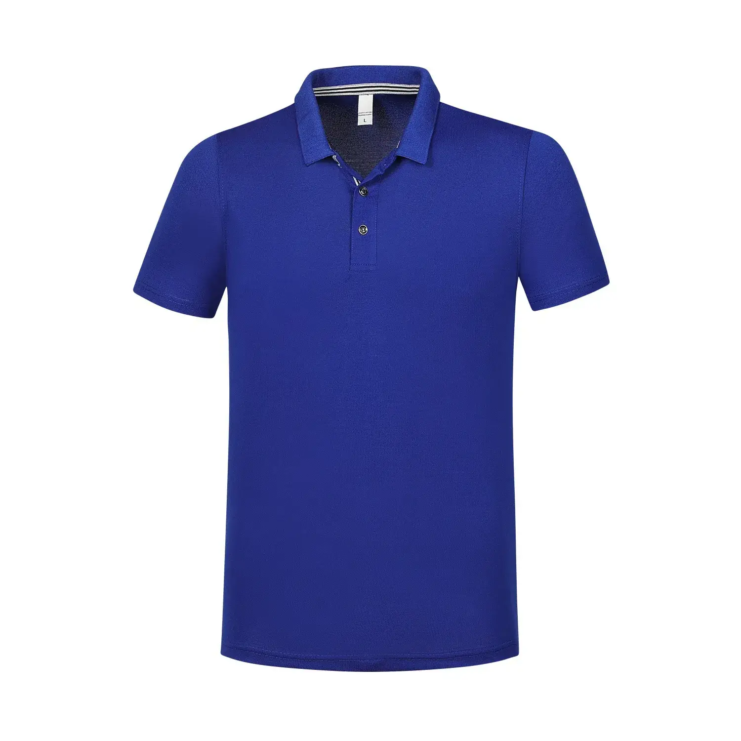 Blue Lapel Polo Shirt for Men Summer Linen Cotton