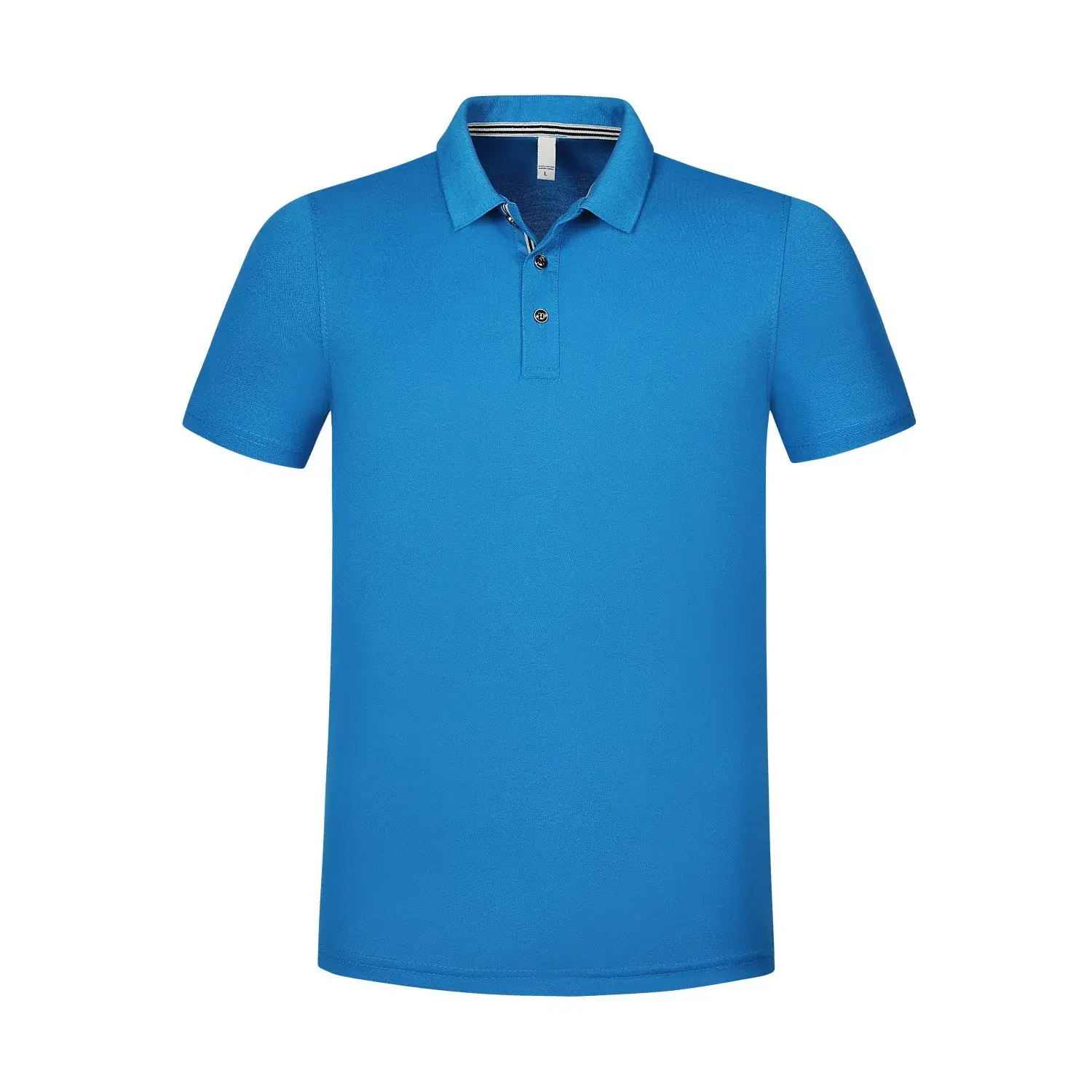 Blue Lapel Polo Shirt for Men Summer Linen Cotton