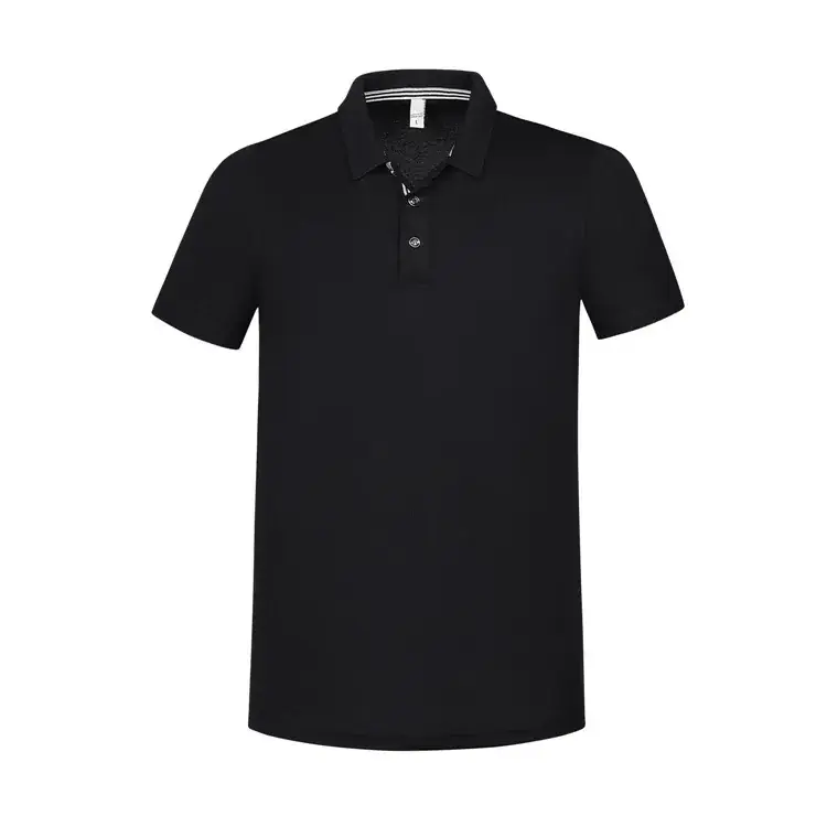 Blue Lapel Polo Shirt for Men Summer Linen Cotton