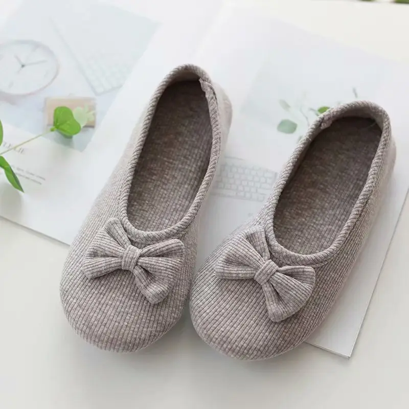 Postpartum Shoes for Spring and Autumn, Closed-Back Cotton Slippers, Breathable, Non-Slip, Indoor Soft-Soled Floor Shoes, Large Size Slippers for All Seasons