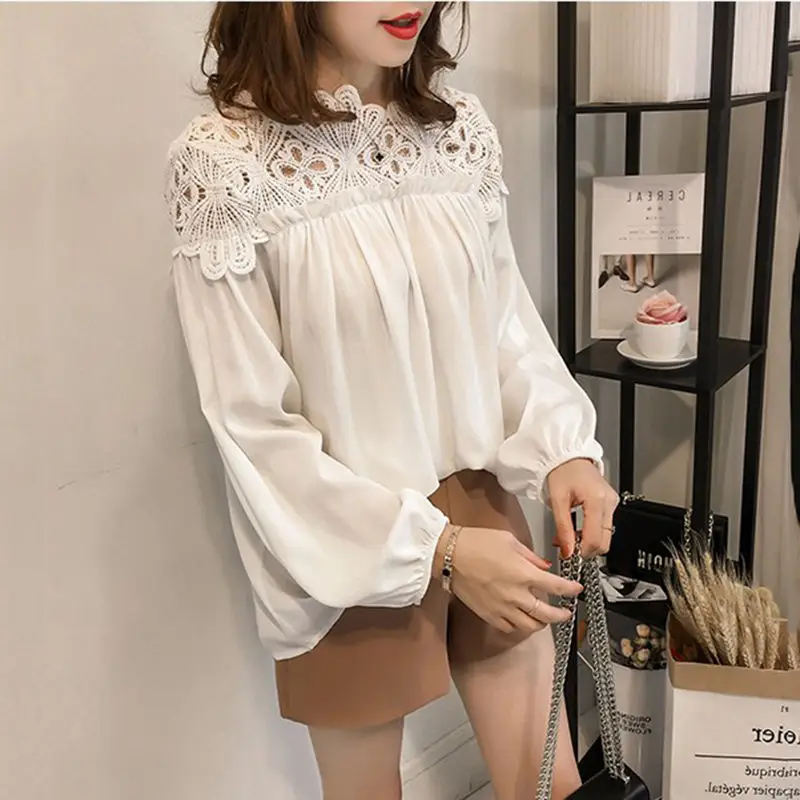 Autumn Long Sleeve Crochet Blouse for Women - Image 4