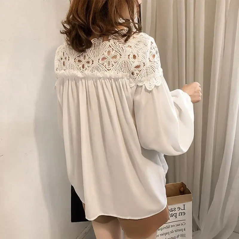 Autumn Long Sleeve Crochet Blouse for Women - Image 6