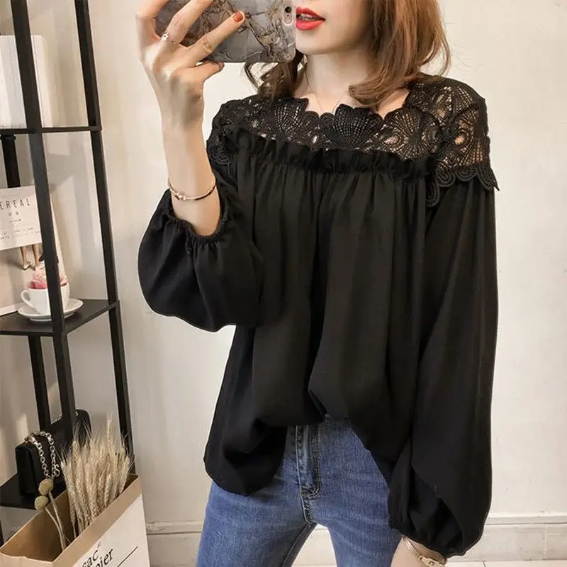 Autumn Long Sleeve Crochet Blouse for Women - Image 2
