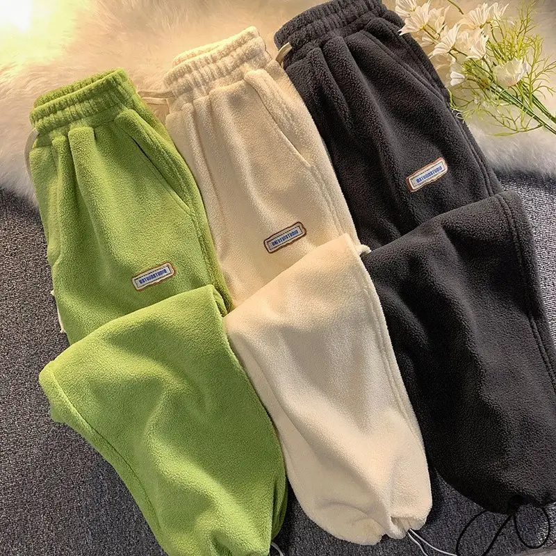 Women's Warm Fleece Lined Harem Pants Cream - Image 8