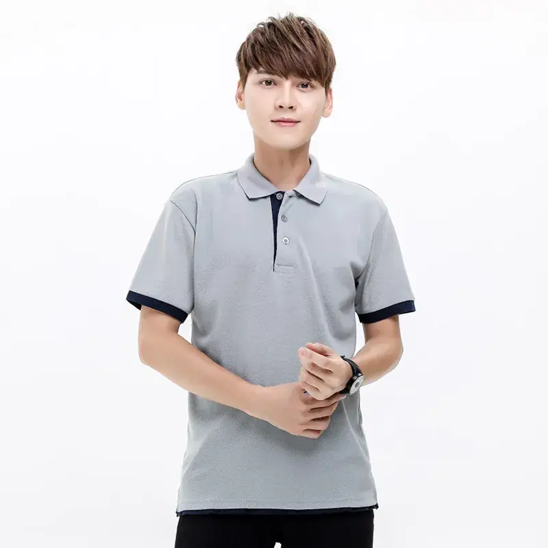 Men Black Polo Shirt with Red Trim & Logo