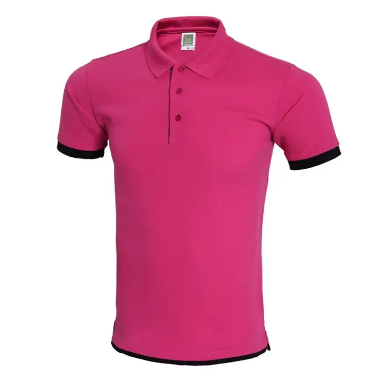 Men Black Polo Shirt with Red Trim & Logo