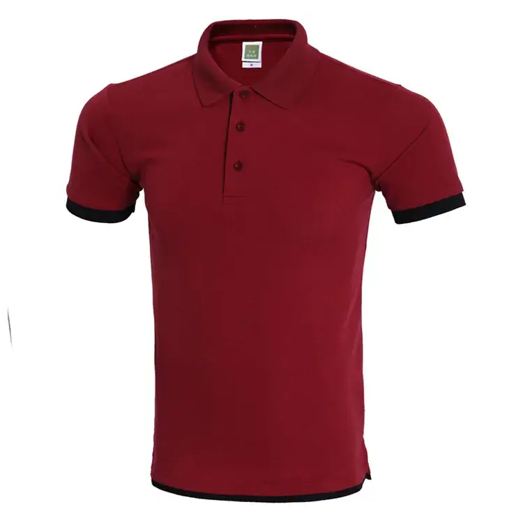 Men Black Polo Shirt with Red Trim & Logo