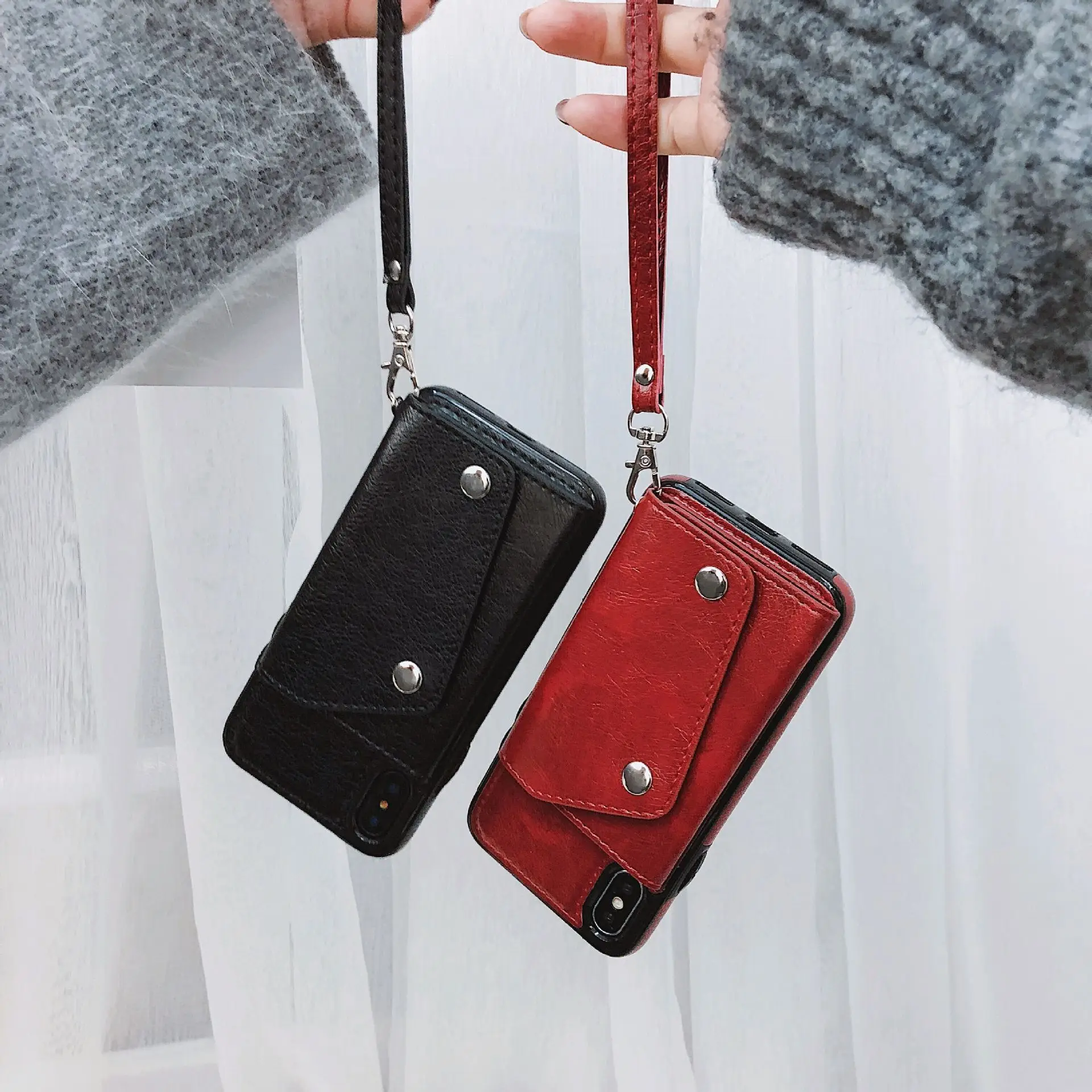 Red Leather iPhone12 Case with Card Slots - Image 9
